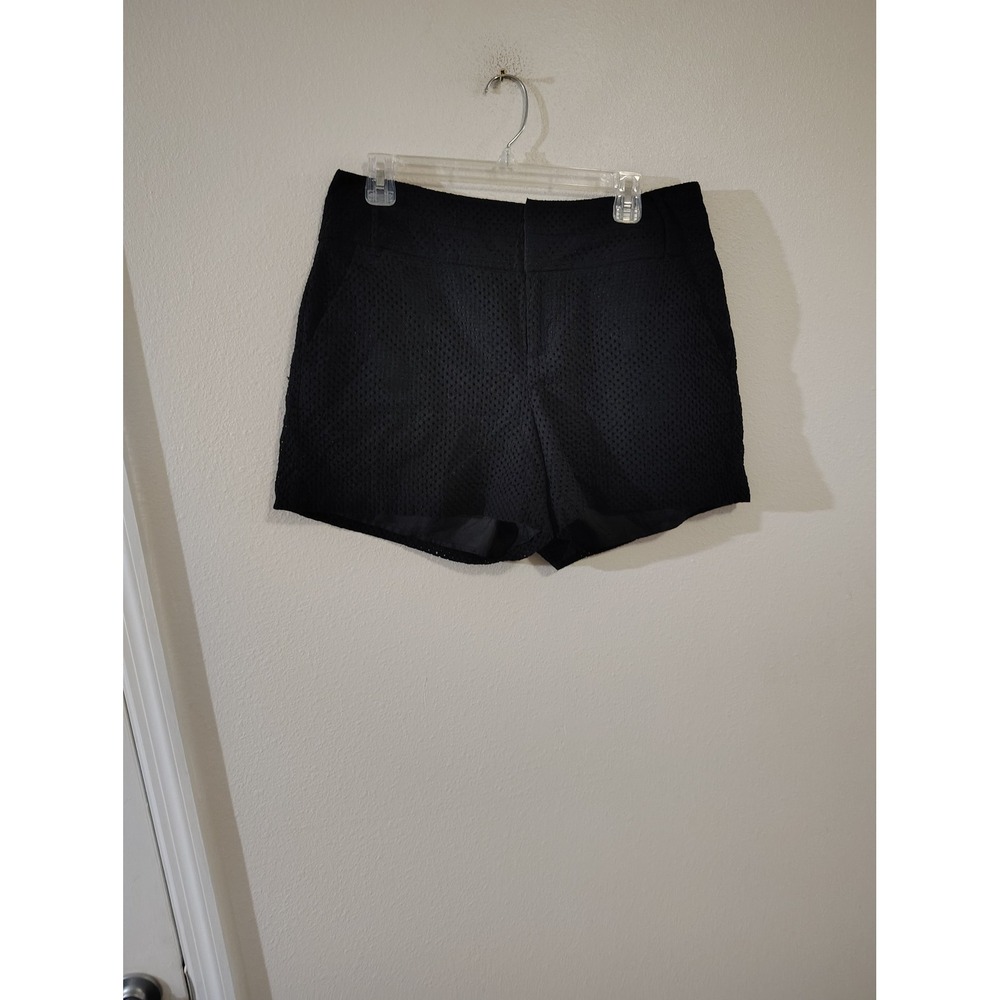 Elle‎ Womens Black Textured Eyelet Shorts Size 10 Dressy Casual Summer Pocketed